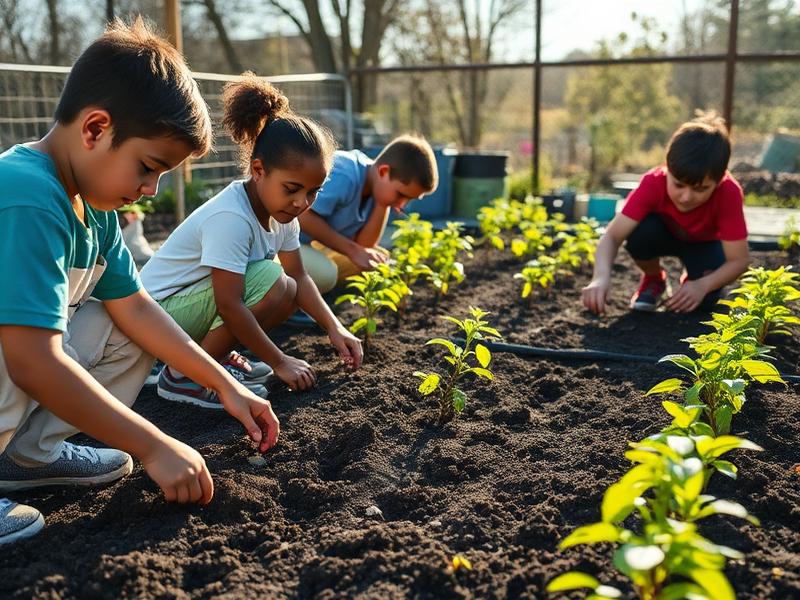 Volunteers tending a community garden